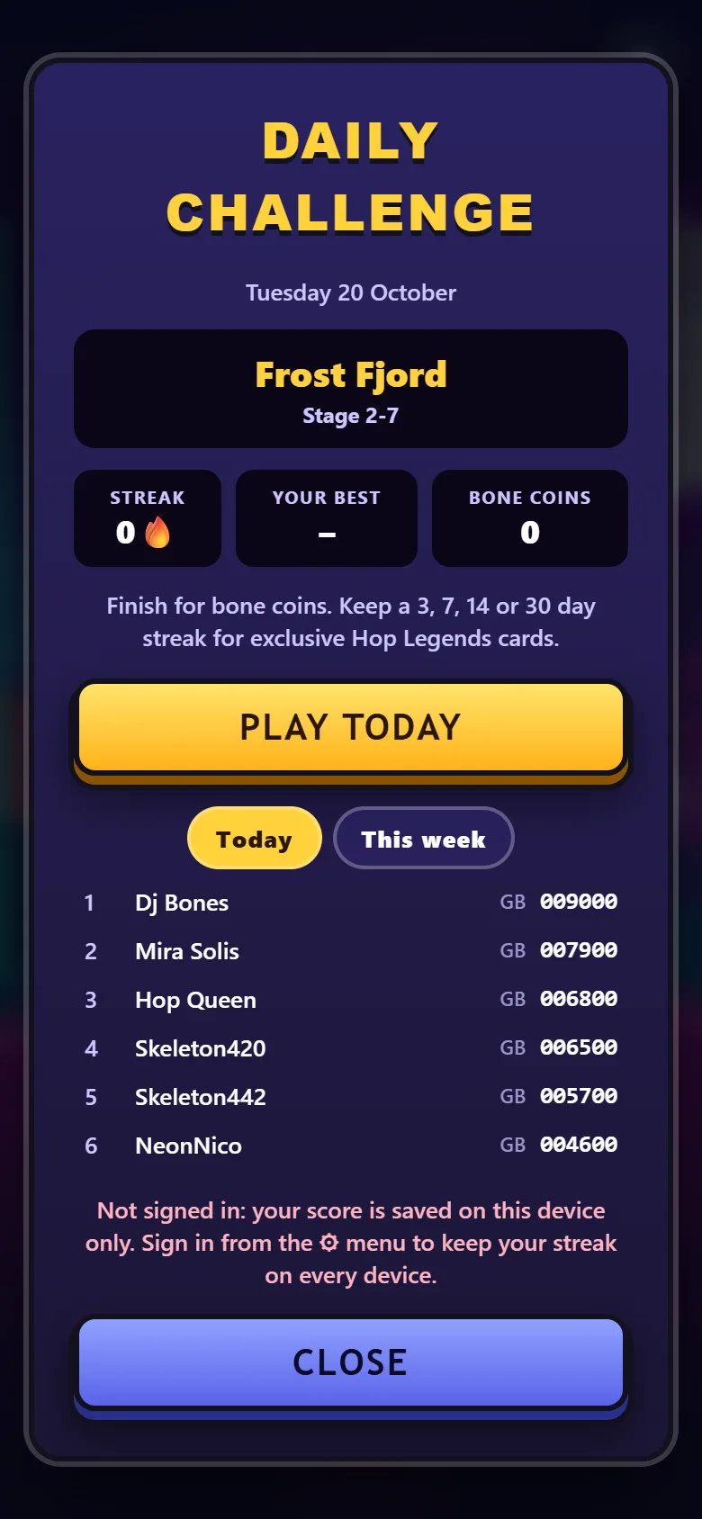 The daily challenge and leaderboard
