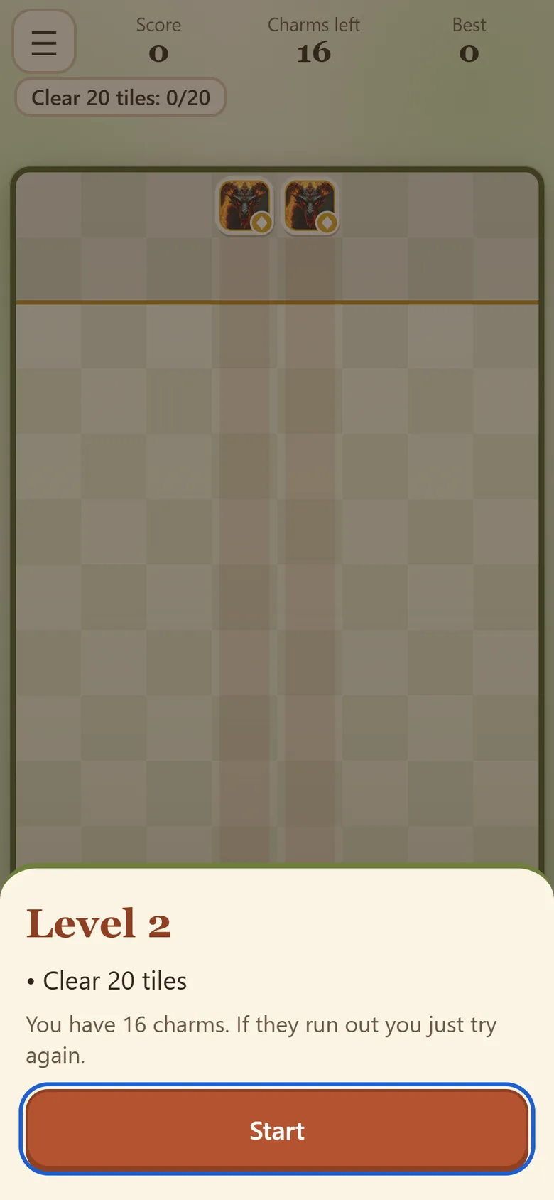 A puzzle level with a goal