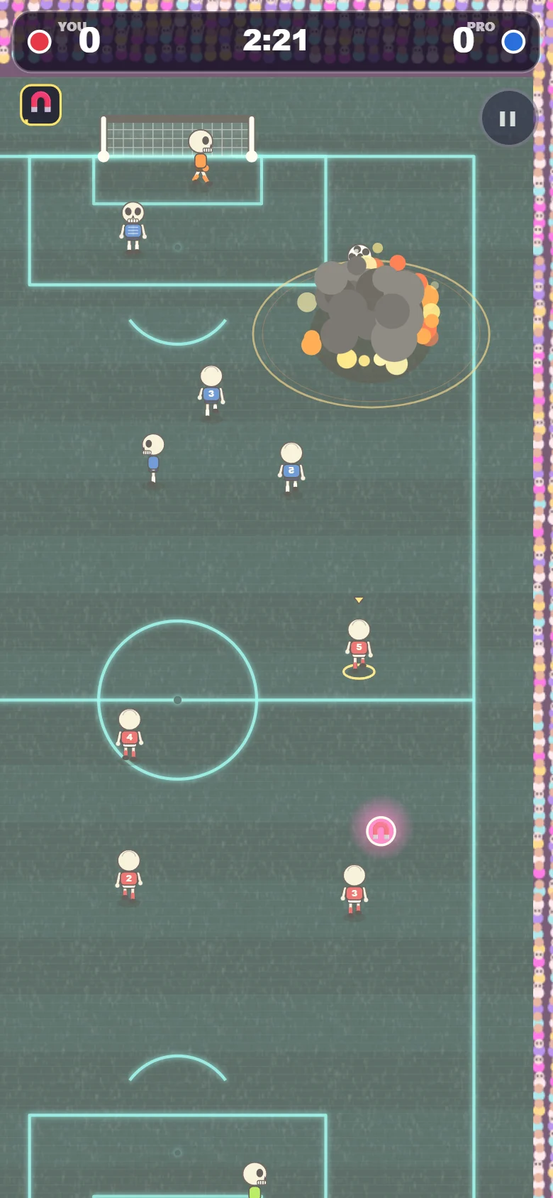A bomb blowing up in the middle of the pitch