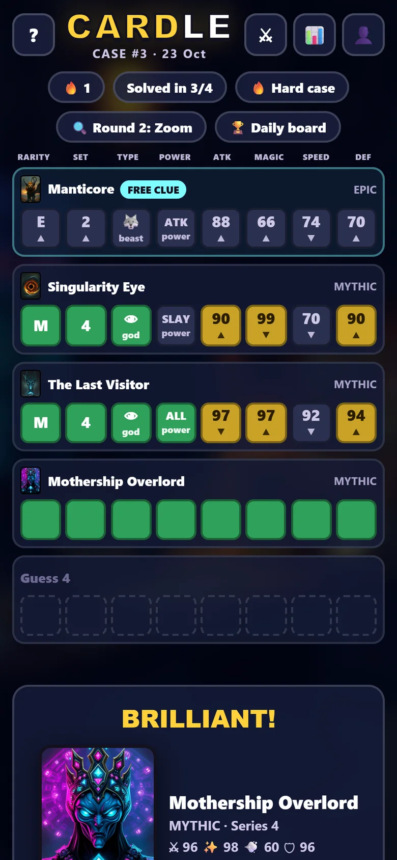 A solved case with the shareable grid
