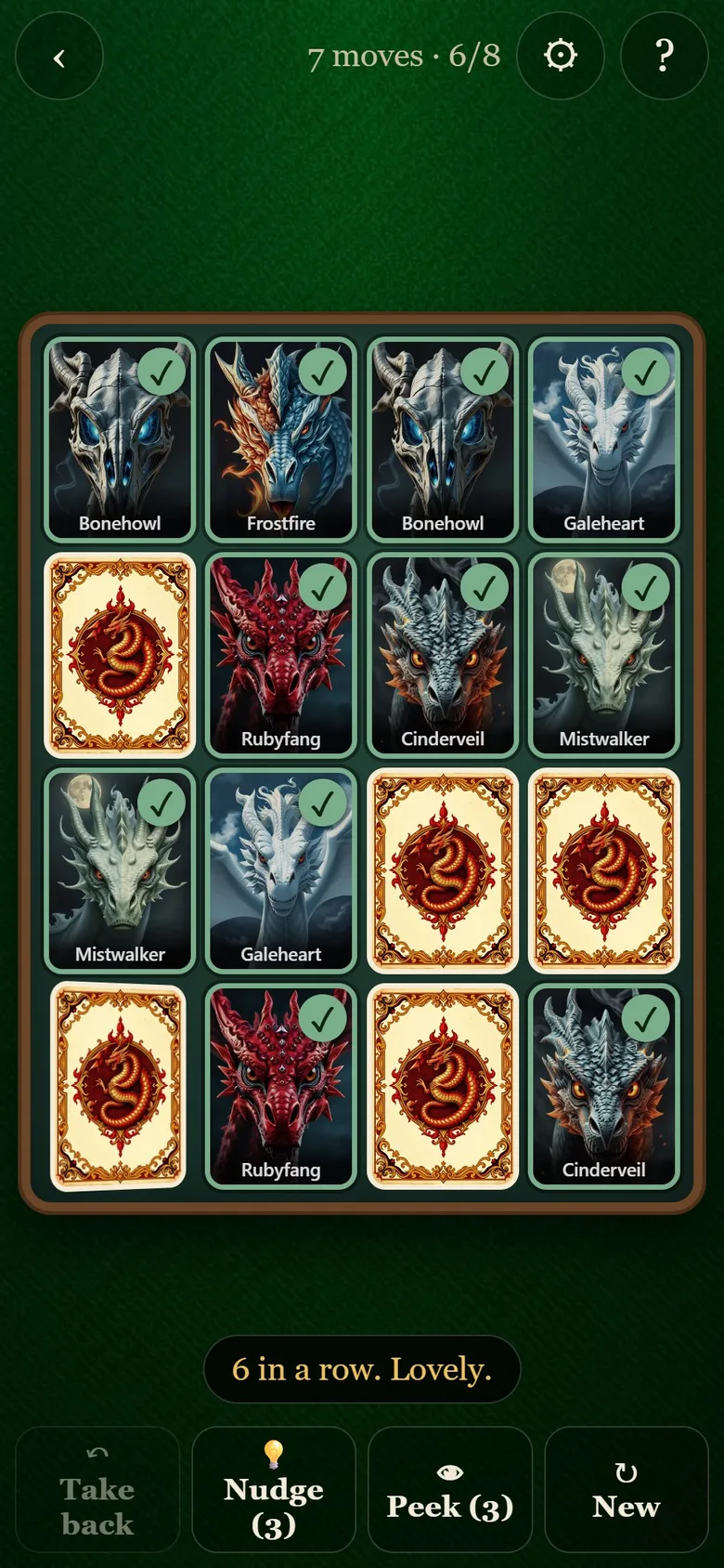 A game of Pairs with painted card art