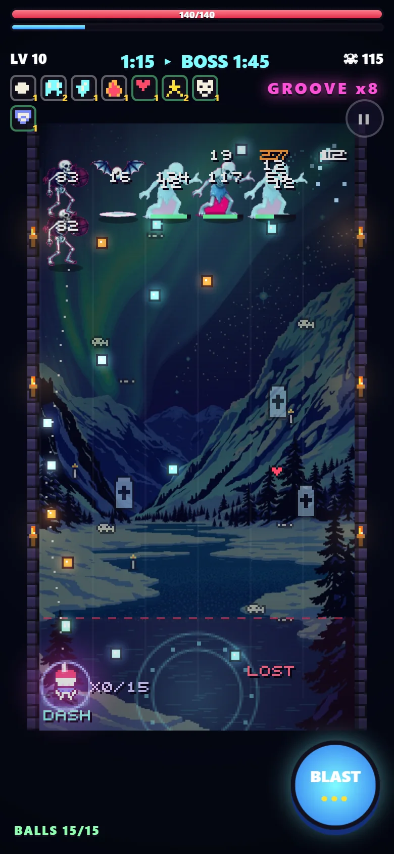 Bone balls ricocheting through the frozen crypt