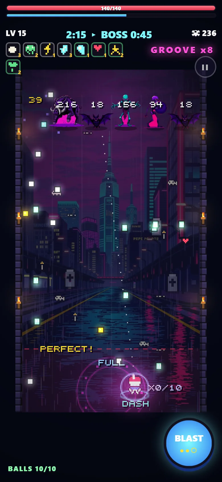 The neon catacombs with a ball army