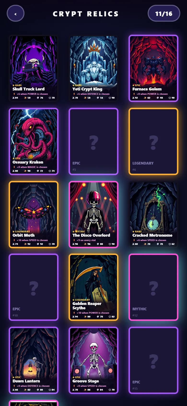 The Crypt Relics card album