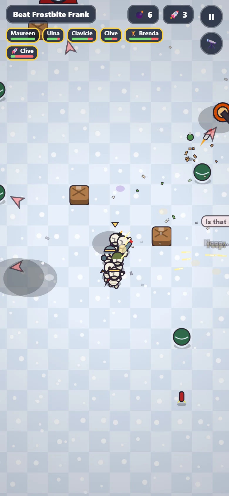 A boss fight against Frostbite Frank