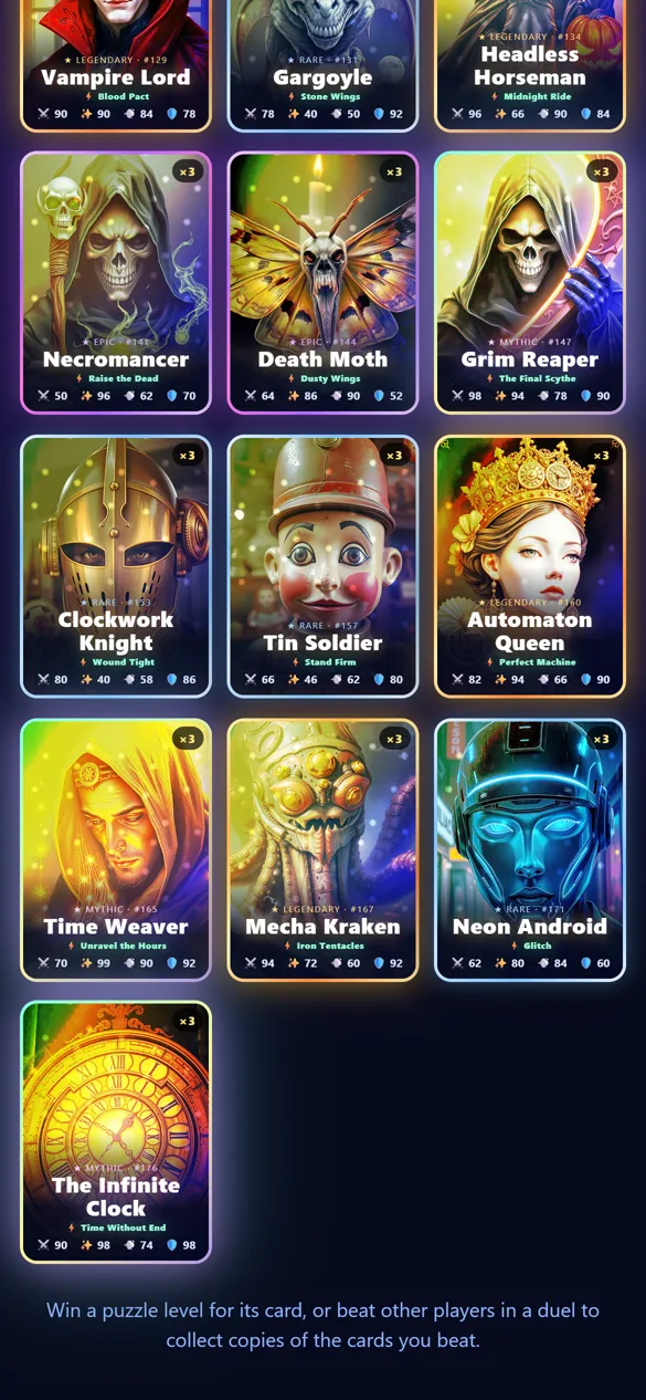 Mythic and Legendary cards in the collection