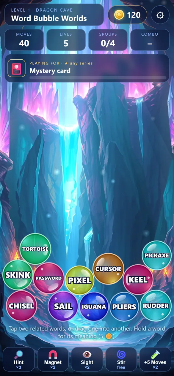 Popping word bubbles in the Dragon Cave